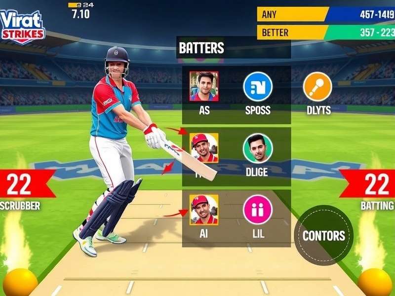 Virat Power Strikers gameplay screenshot showing batting interface
